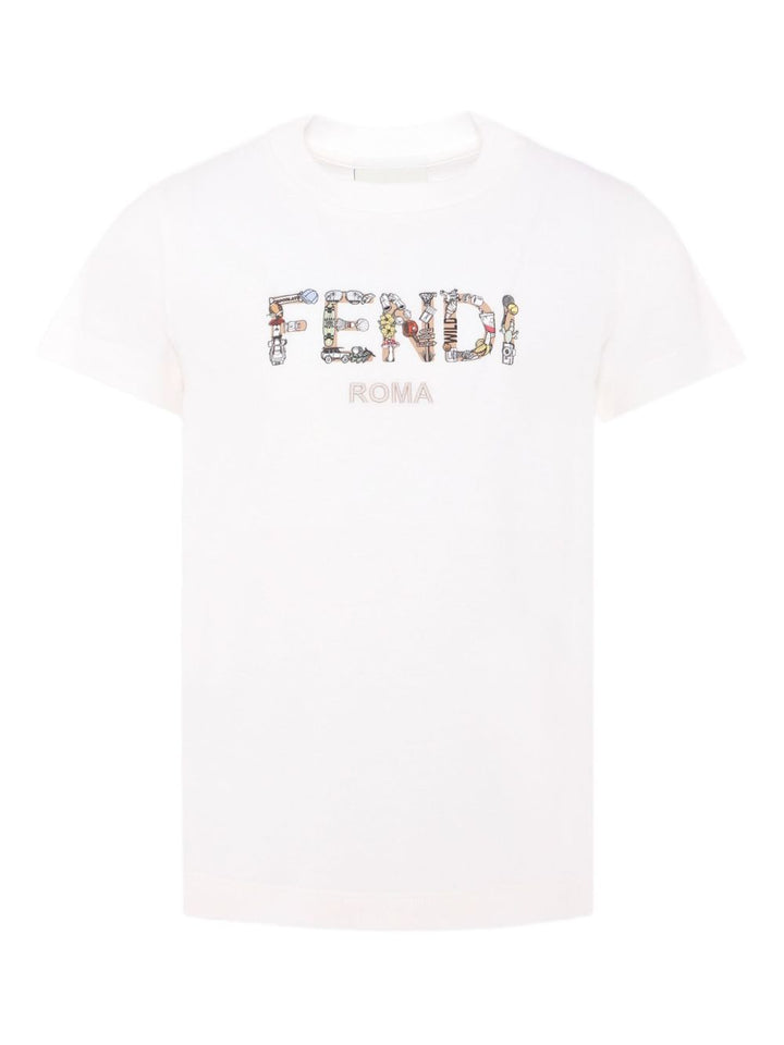 T-shirt bianco per bambino JMI4877AJ F0TU9 Fendi Kids 
