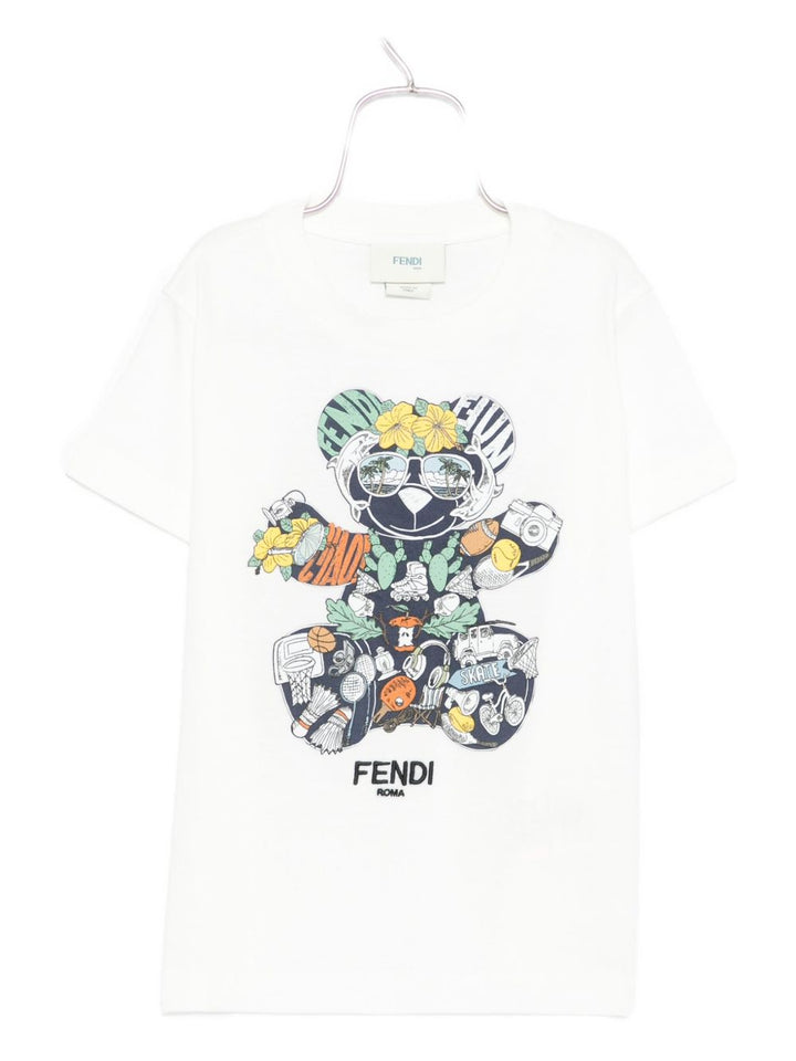 T-shirt bianco per bambino JMI4887AJ F0TU9 Fendi Kids 
