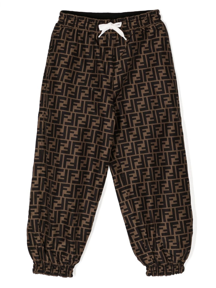 Pantalone jogger marrone per bambino con logo JUF065AJ2U F11FU Fendi Kids 