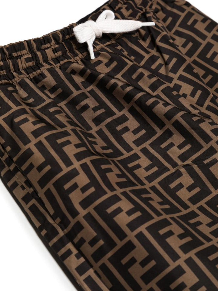 Pantalone jogger marrone per bambino con logo JUF065AJ2U F11FU Fendi Kids 