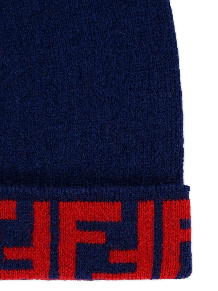 Cappello blu scuro/rosso per bambino JUP063AO29 F08B9 Fendi Kids 