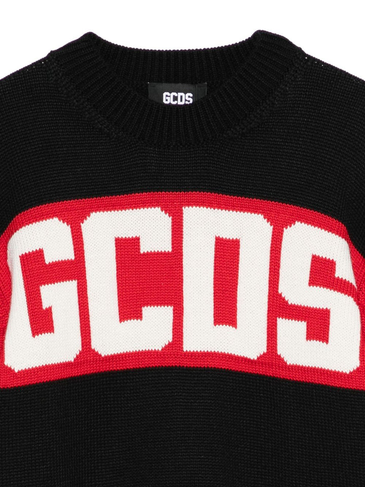 Maglione nero/rosso per bambino B2JU1526BA7 99 Gcds Kids 