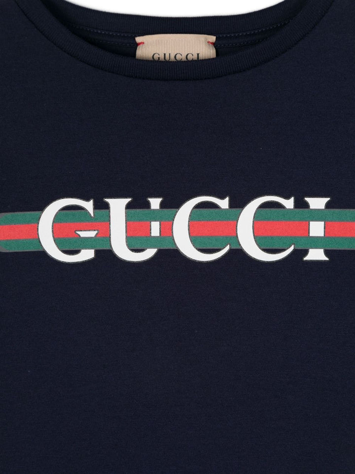 T-shirt blu navy per bambino 561651XJGPI 4392 Gucci Kids 