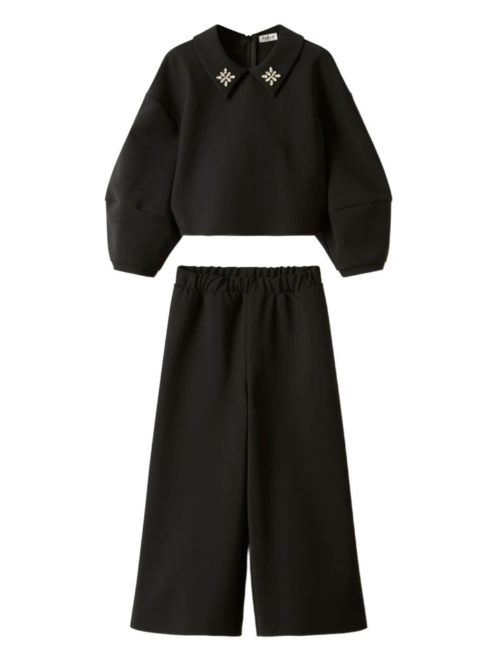 Completo nero per bambina A25GDF0001N0057 099 Il Gufo 
