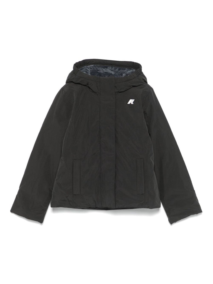 Giubbotto nera per bambina con logo K4137WW AL8 K-Way Kids 