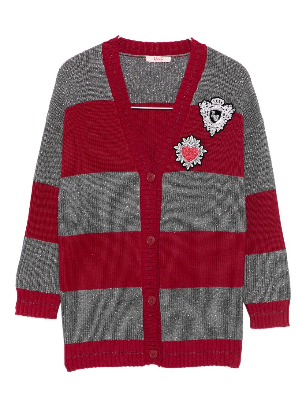 Cardigan rosso/grigio per bambina GF5059MS18F C3801 Liu Jo 