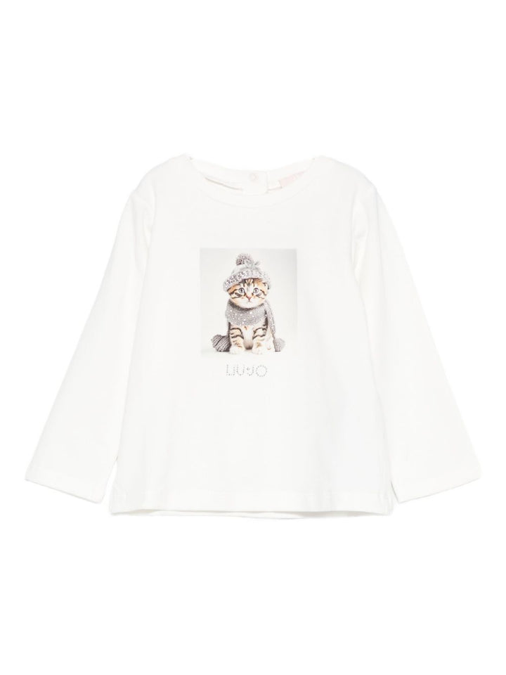 T-shirt bianco per neonata HF5026J0088 03Q21 Liu Jo 