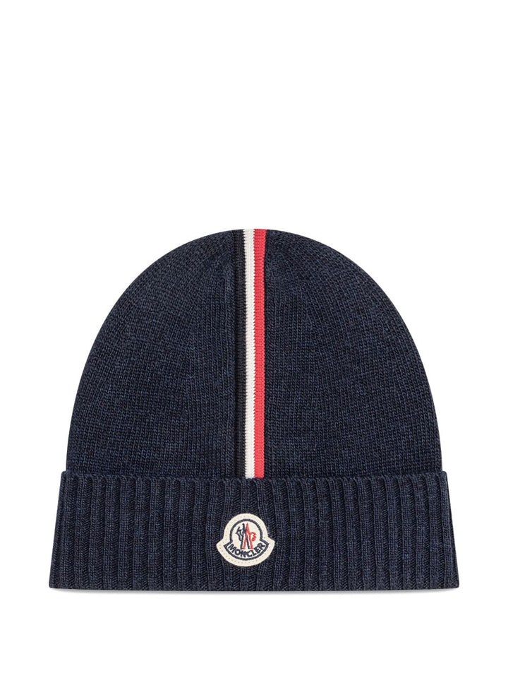 Cappello in cotone blu navy per bambino 9543B00001M1241 745 Moncler Kids 
