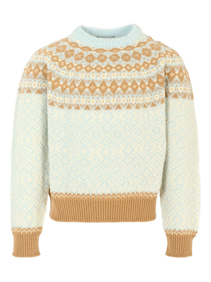 Maglione bianco/marrone/azzurro per bambino 9549C00008M4505 702 Moncler Kids 