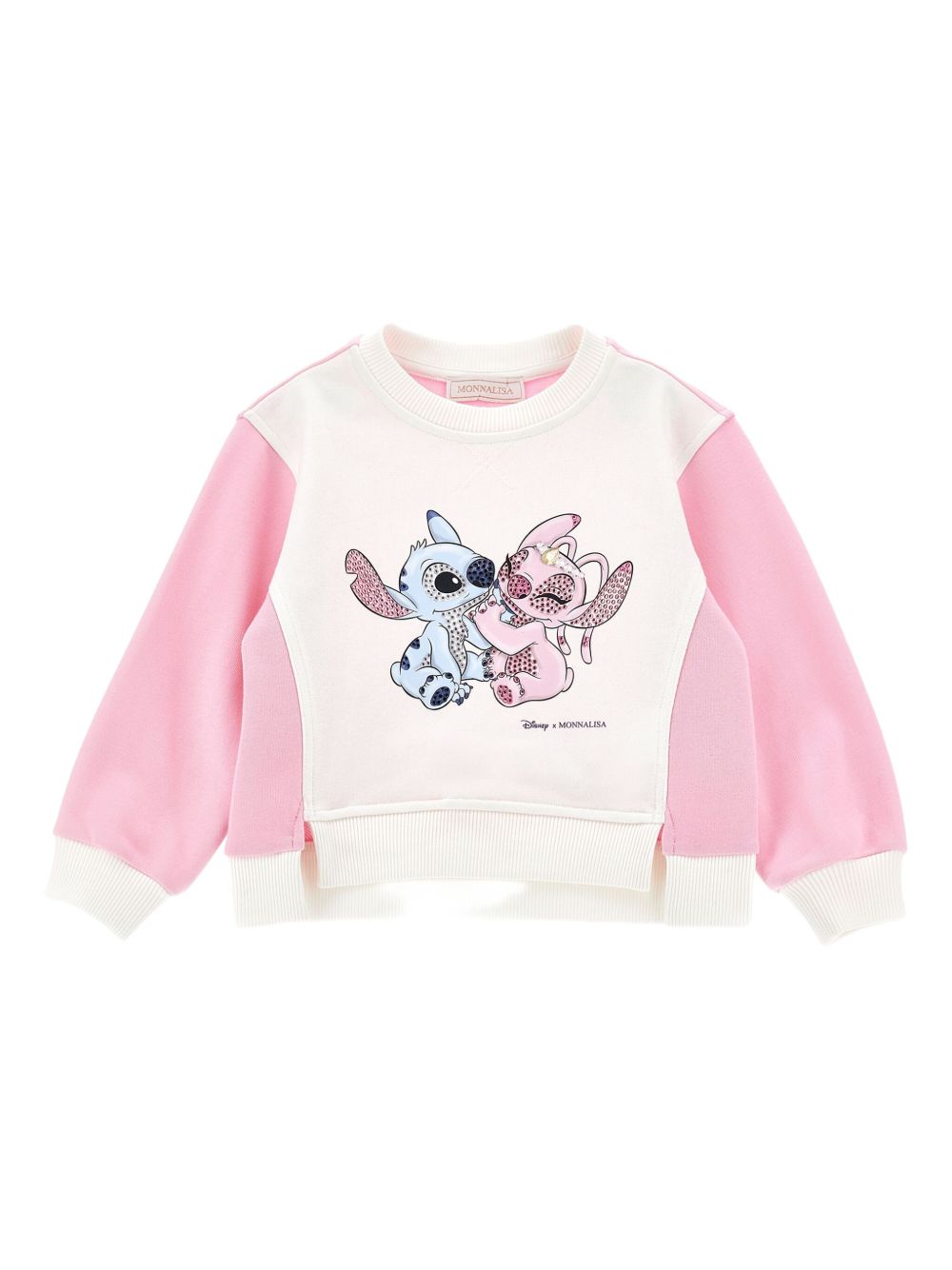 Felpa bianca/rosa per bambina 19F6066011 0190 Monnalisa Kids 