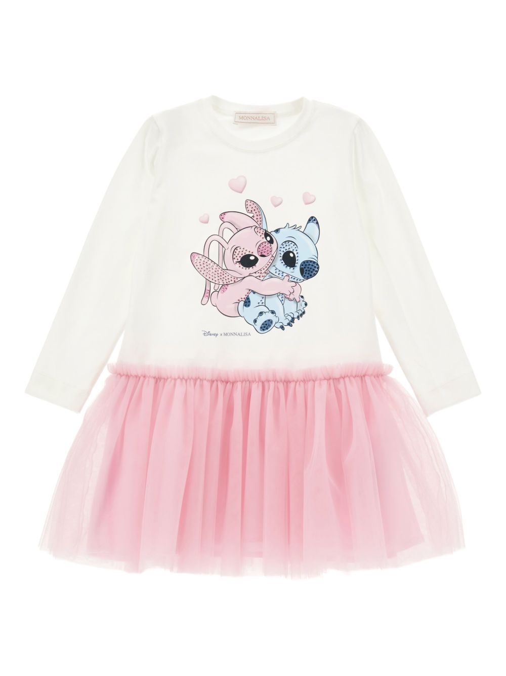 Abito bianco/rosa per bambina 19F9036013 0190 Monnalisa Kids 