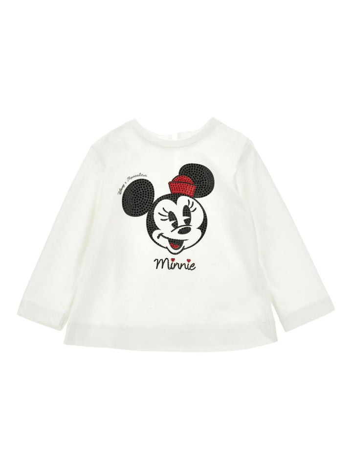 T-shirt bianco per neonata 39F6106005 0001 Monnalisa Kids 