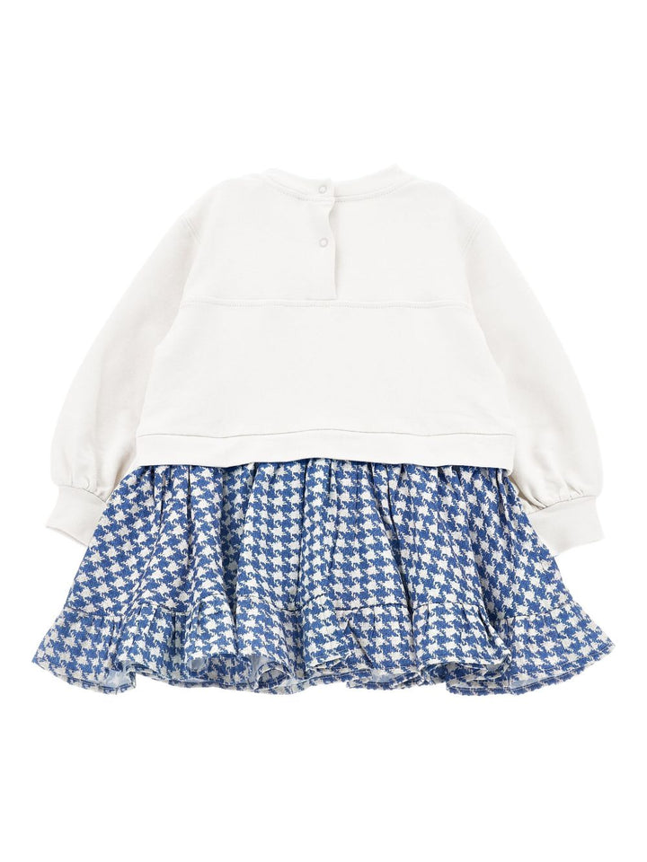 Abito bianco/blu per neonata 39F9046004 0158 Monnalisa Kids 