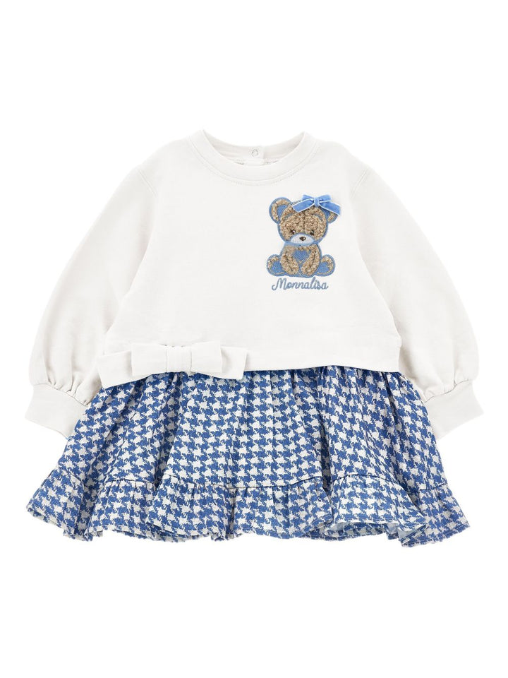 Abito bianco/blu per neonata 39F9046004 0158 Monnalisa Kids 