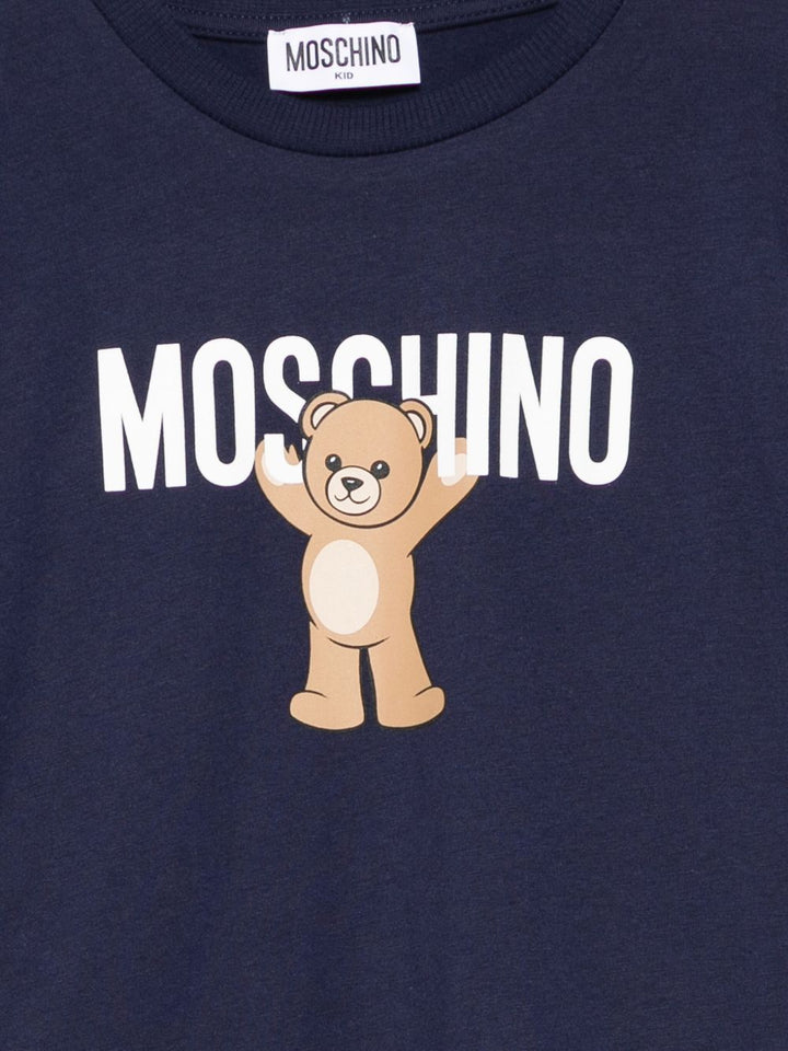 T-shirt blu navy per bambino HMM05GLAA10 40016 Moschino Kids 