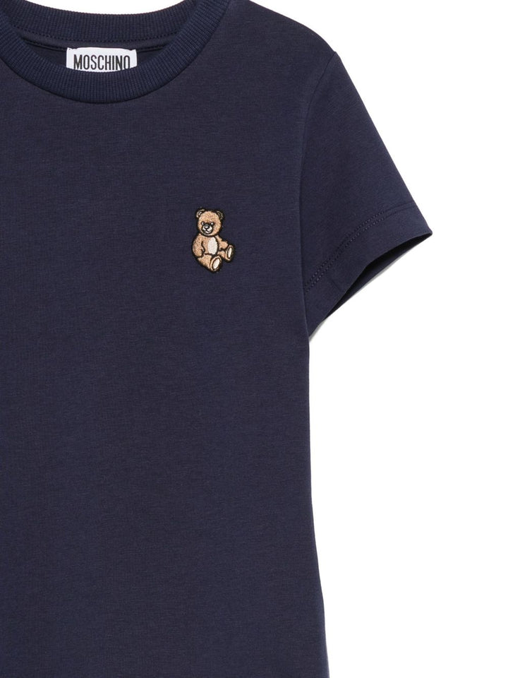 T-shirt blu navy per bambino HRM058LAA10 40016 Moschino Kids 