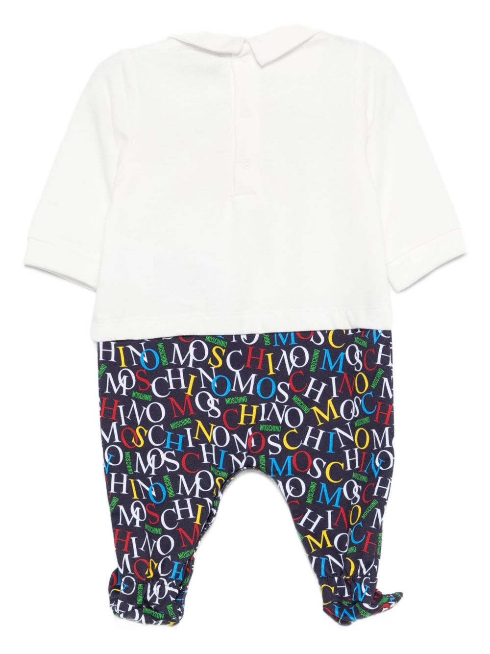 Tutina bianca/blu navy per neonato MMY06ZLCA60 84804 Moschino Kids 