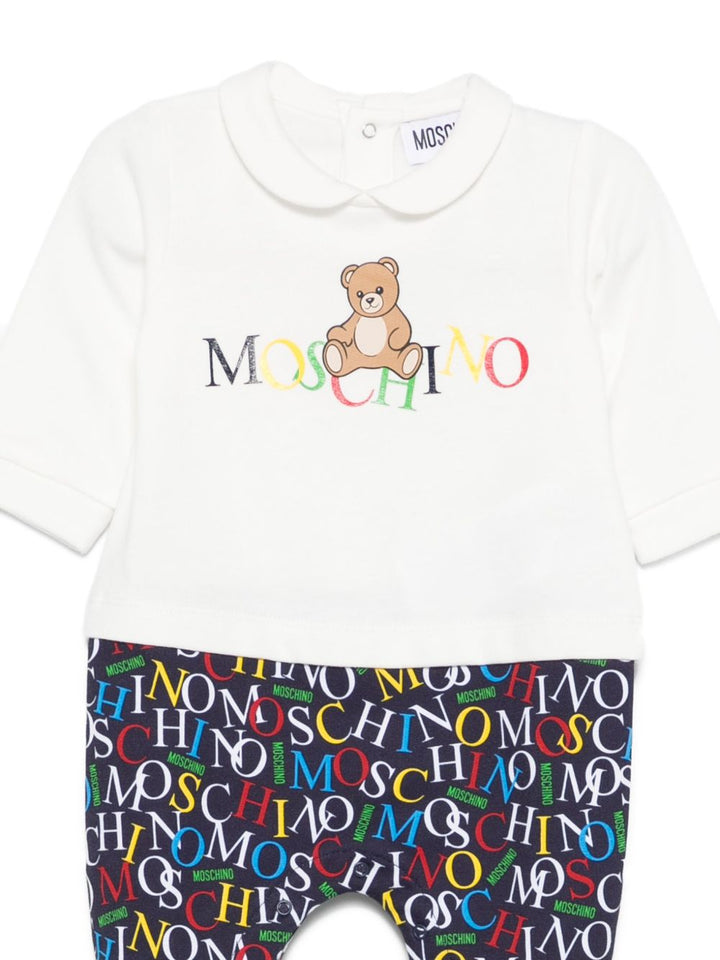 Tutina bianca/blu navy per neonato MMY06ZLCA60 84804 Moschino Kids 