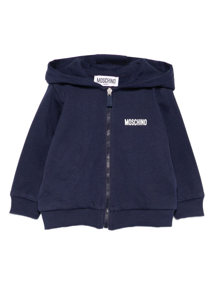 Felpa blu navy per neonato MUF065LCA40 40016 Moschino Kids 