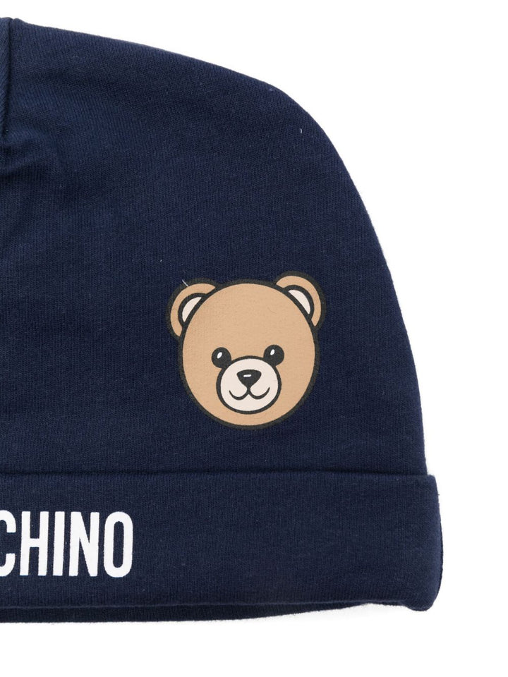 Cappello blu navy per neonato MUX05LLCA40 40016 Moschino Kids 
