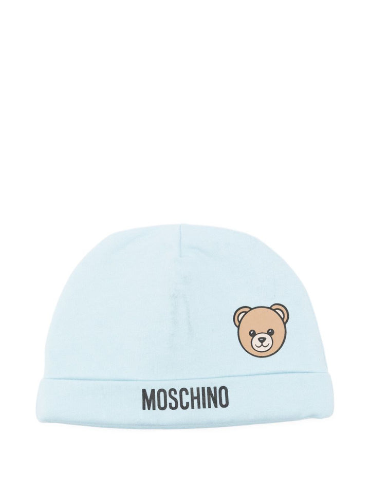 Cappello azzurro per neonato MUX05LLCA40 40304 Moschino Kids 