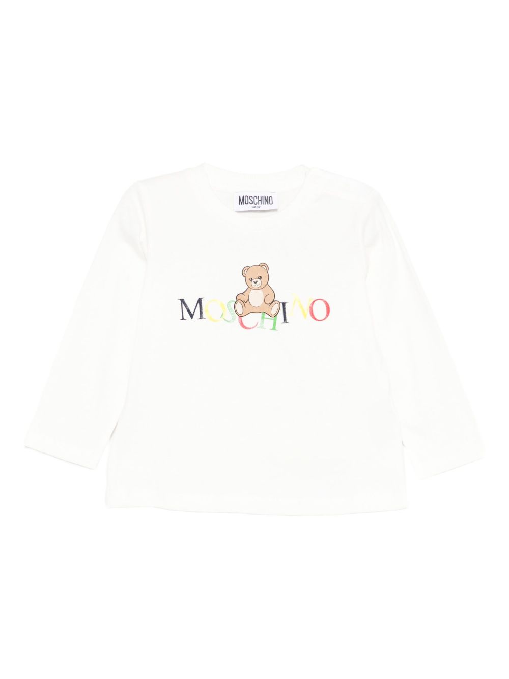 T-shirt bianca per neonato MWO00RLAA10 10063 Moschino Kids 