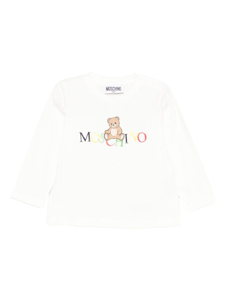 T-shirt bianca per neonato MWO00RLAA10 10063 Moschino Kids 