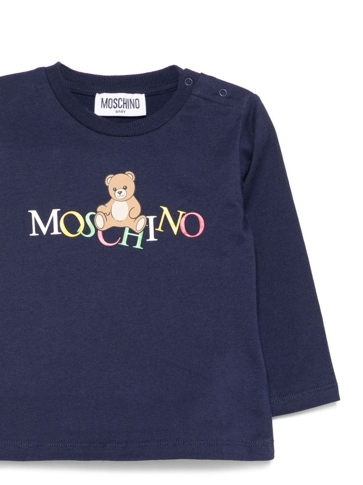 T-shirt blu navy per neonato MWO00RLAA10 40016 Moschino Kids 