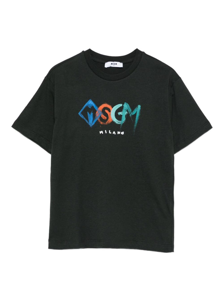 T-shirt nera per bambino F5MSJBTH249 MS040 Msgm Kids 
