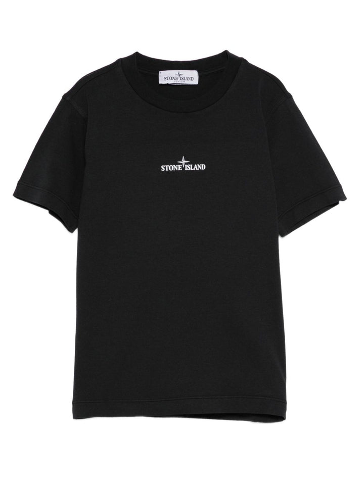 T-shirt nero per bambino 62100010S0261 V0029 Stone Island Kids 