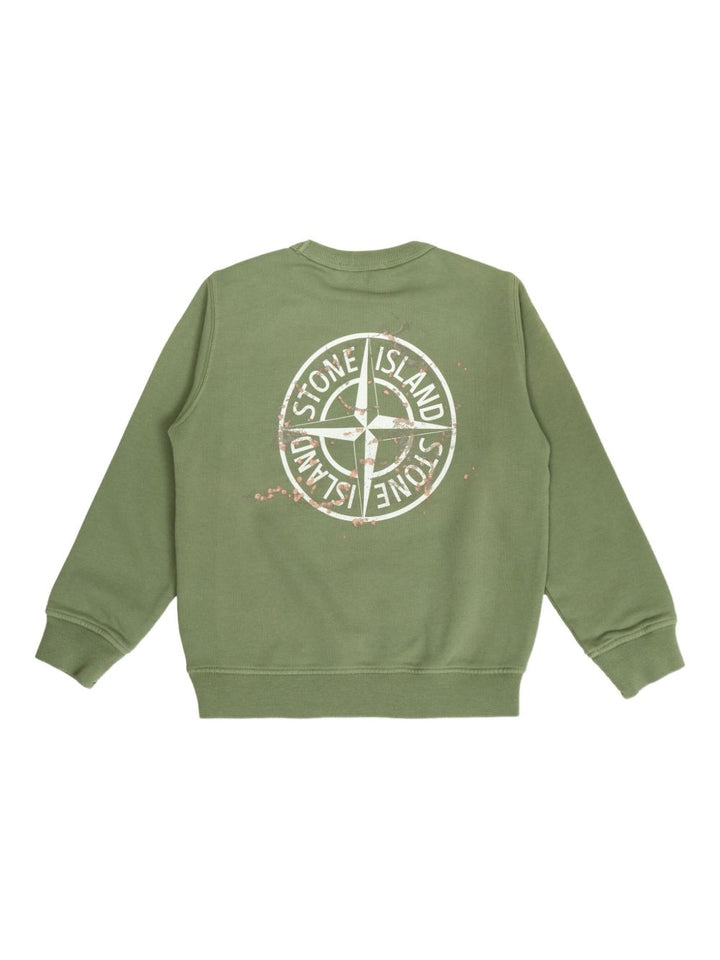 Felpa verde per bambino 66100015S0268 V0055 Stone Island Kids 