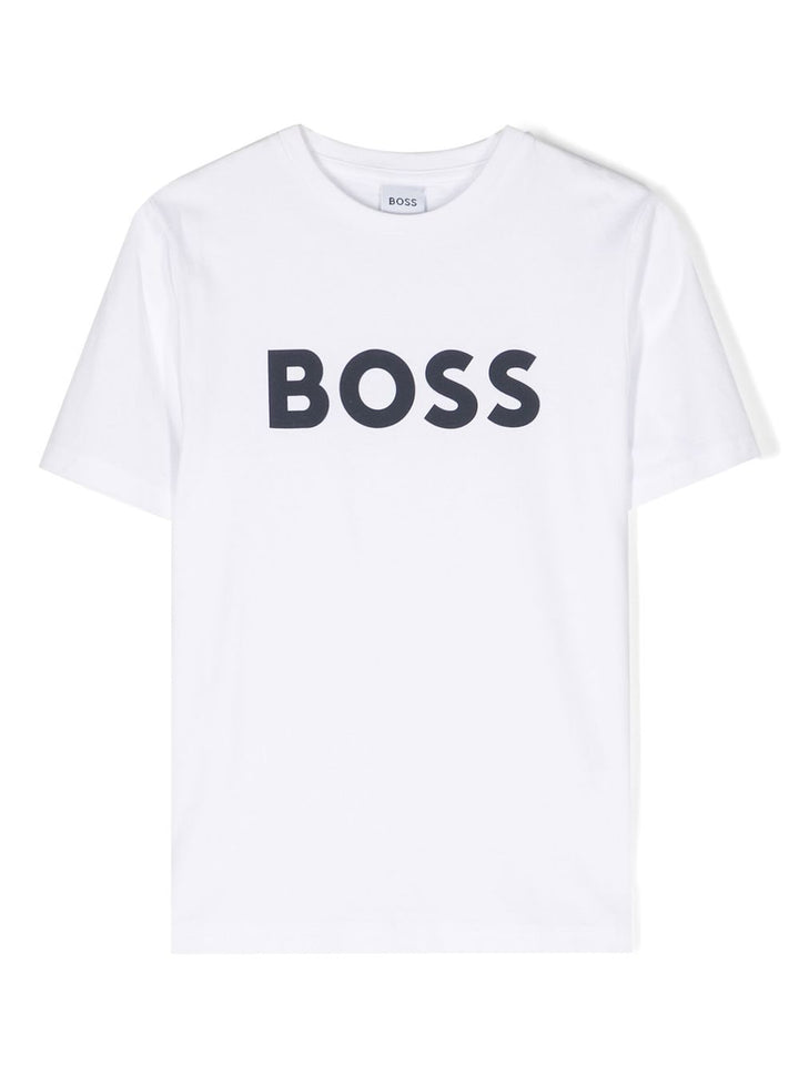 T-shirt bianca per bambino con logo J25P24 10P Boss Kids 