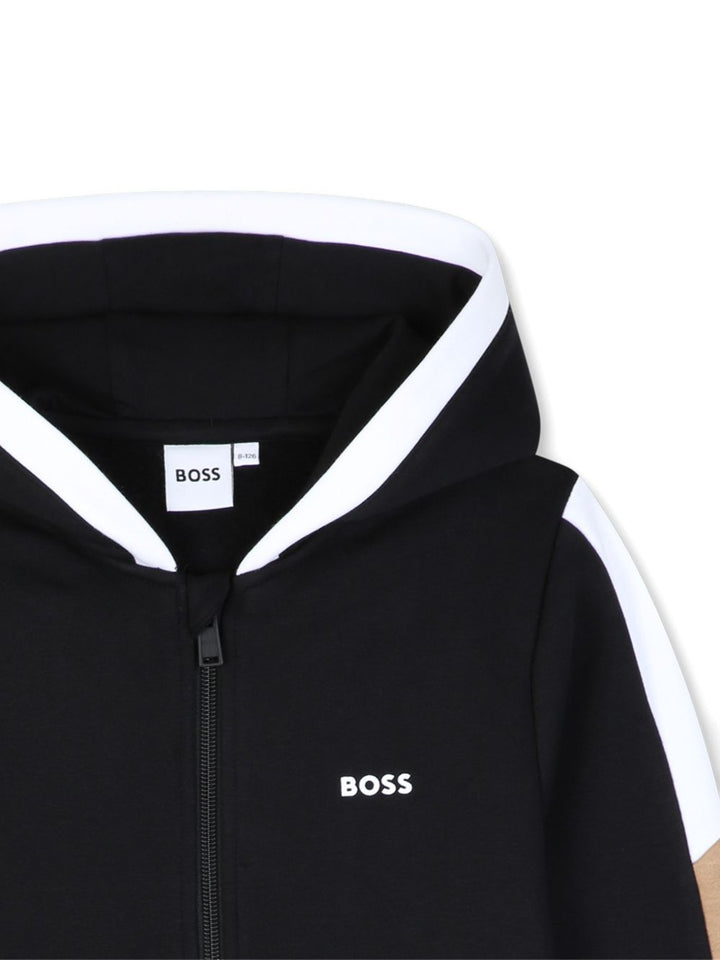 Felpa nero per bambino J53368 09B Boss Kids 