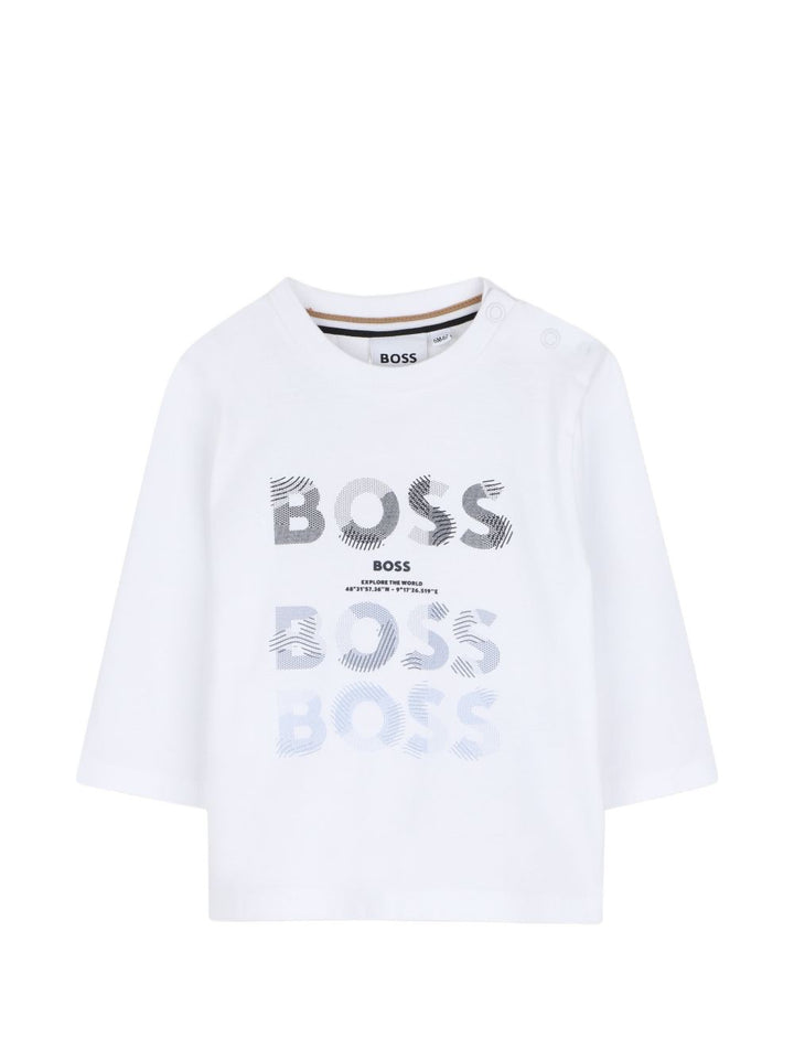 T-shirt bianco per neonato J53497 10P Boss Kids 