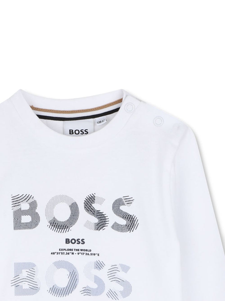 T-shirt bianco per neonato J53497 10P Boss Kids 