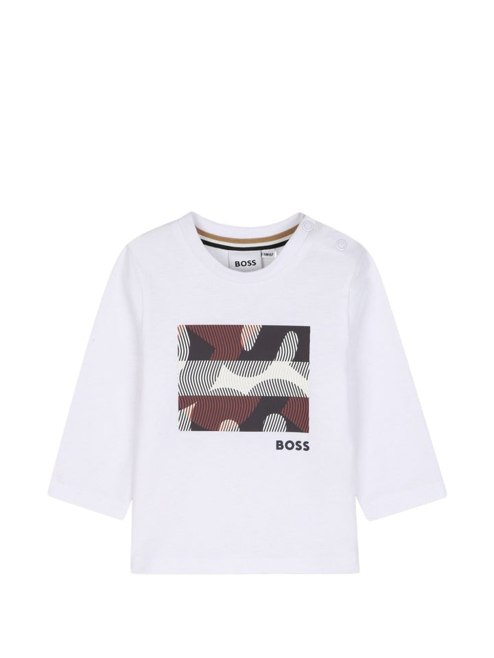 T-shirt bianco per neonato J53502 10P Boss Kids 