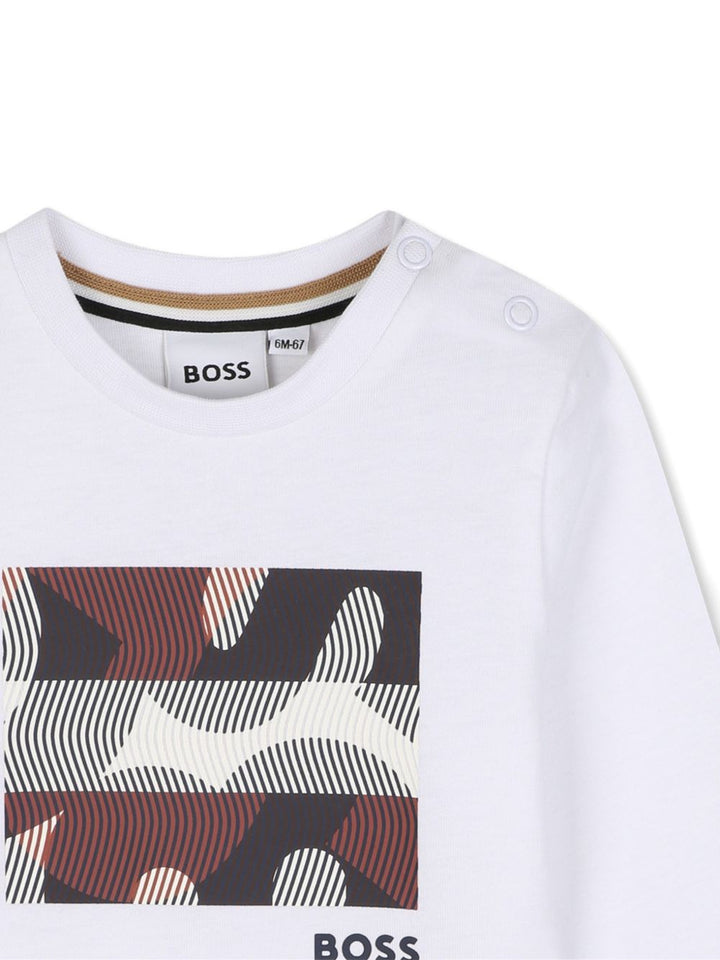 T-shirt bianco per neonato J53502 10P Boss Kids 