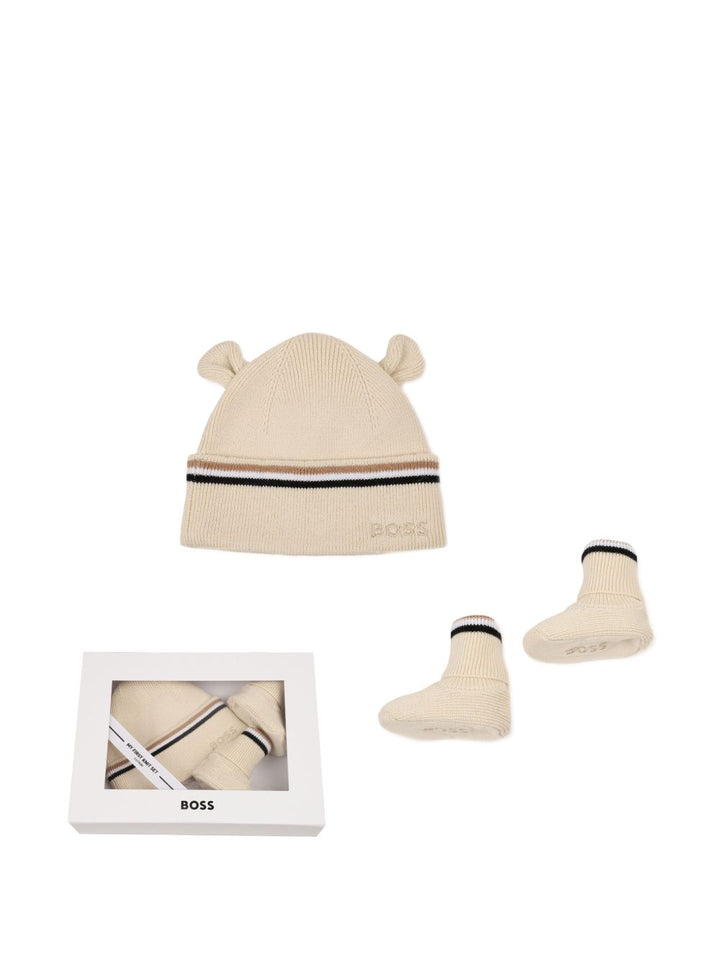 Kit cappello/calze beige per neonato J53572 21K Boss Kids 