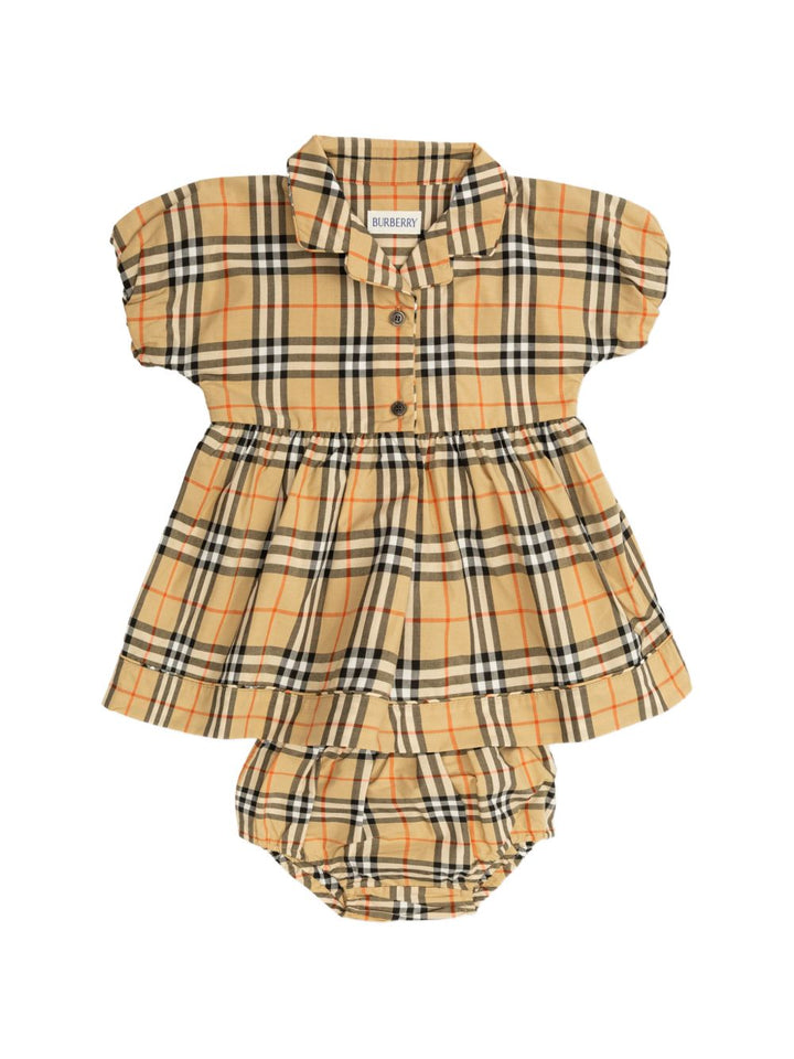 Abito marrone con check per neonata 8126411 B9368 Burberry Kids 