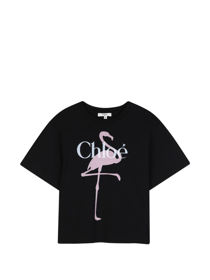 T-shirt nero per bambina C21300 09B Chloe 