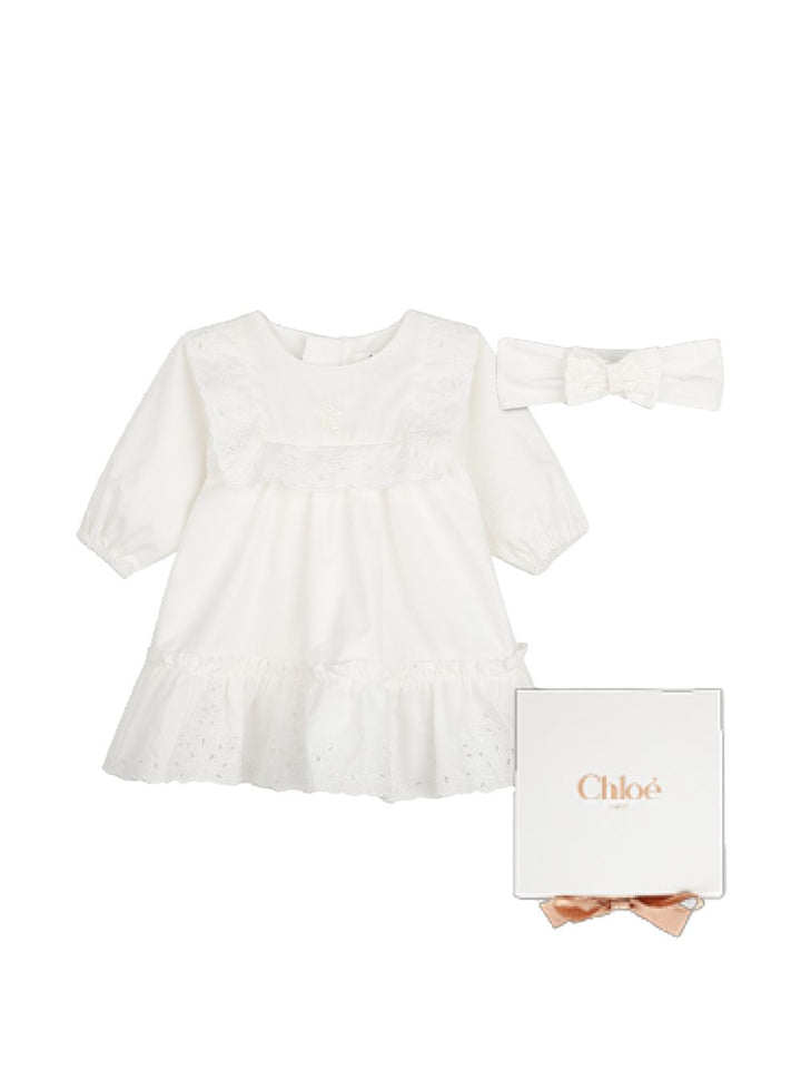 Abito bianco sporco per neonata C21377 117 Chloe 