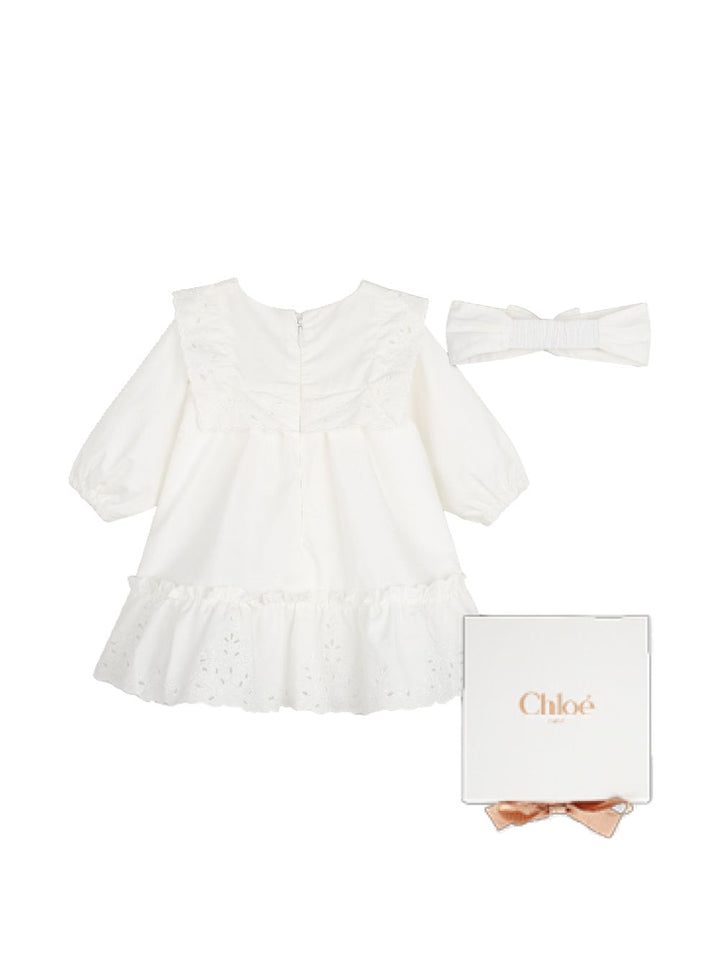 Abito bianco sporco per neonata C21377 117 Chloe 