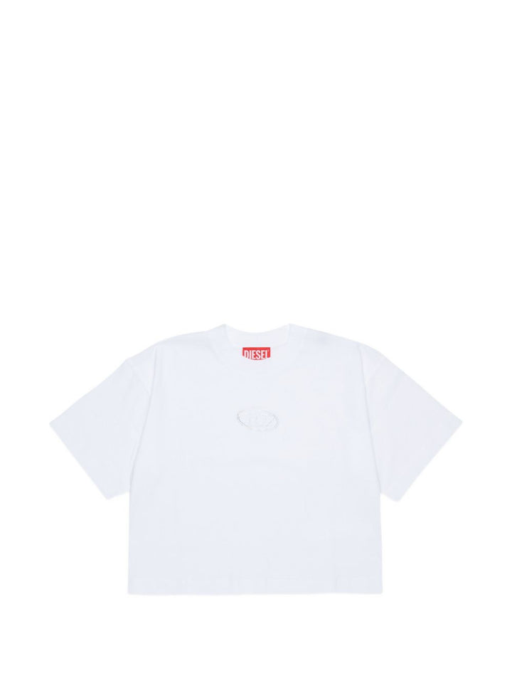 T-shirt bianco per bambina J0291800YI9 K100 Diesel Kids 