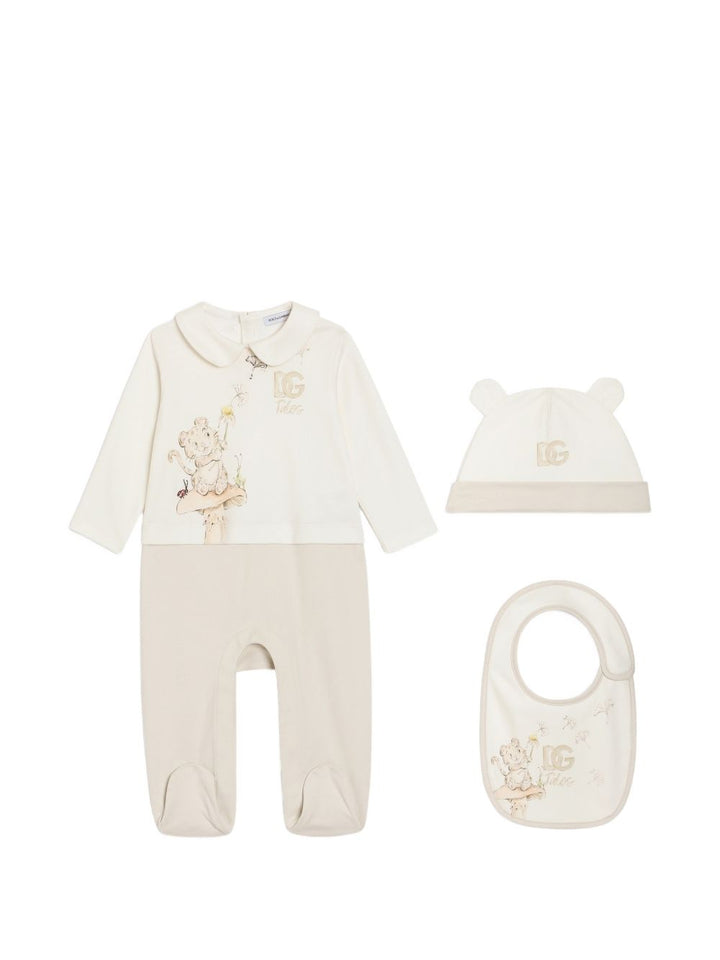 Tutina bianca/beige per neonato L1JO8UG7P8L S9000 Dolce & Gabbana Kids 