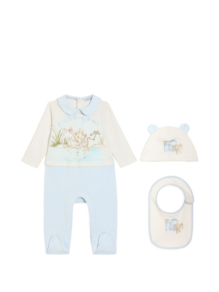 Tutina bianca/azzurra per neonato L1JOCTG7P8S S9000 Dolce & Gabbana Kids 
