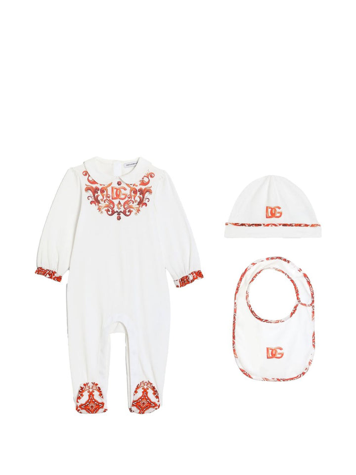 Tutina bianca/arancione per neonata L2JO5EG7P4T W0111 Dolce & Gabbana Kids 