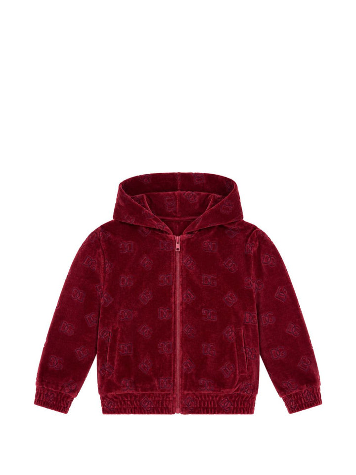 Cardigan amaranto per neonata L2JWDLFJ7DL R0375 Dolce & Gabbana Kids 