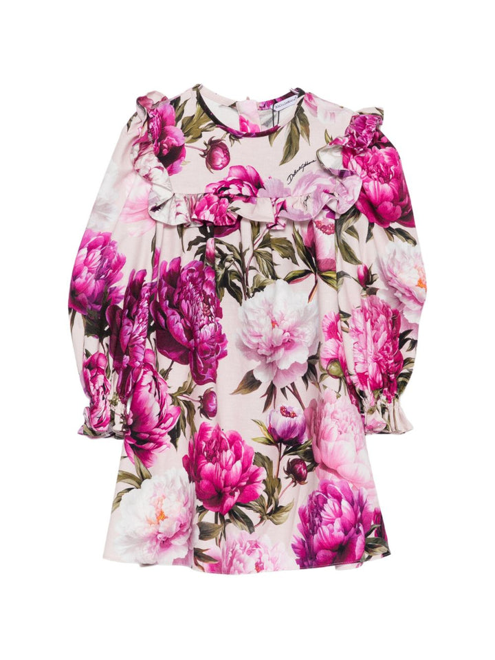 Abito floreale bianco/lilla per bambina L54DW5G7QZV HF6FZ Dolce & Gabbana Kids 