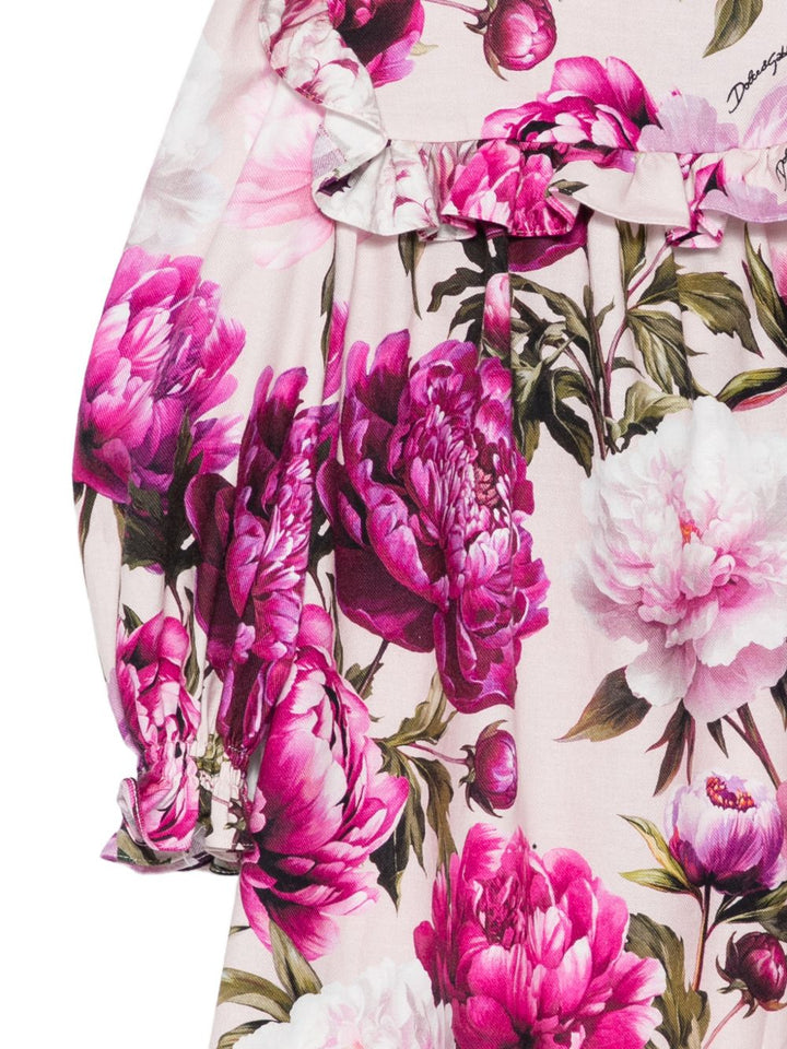 Abito floreale bianco/lilla per bambina L54DW5G7QZV HF6FZ Dolce & Gabbana Kids 