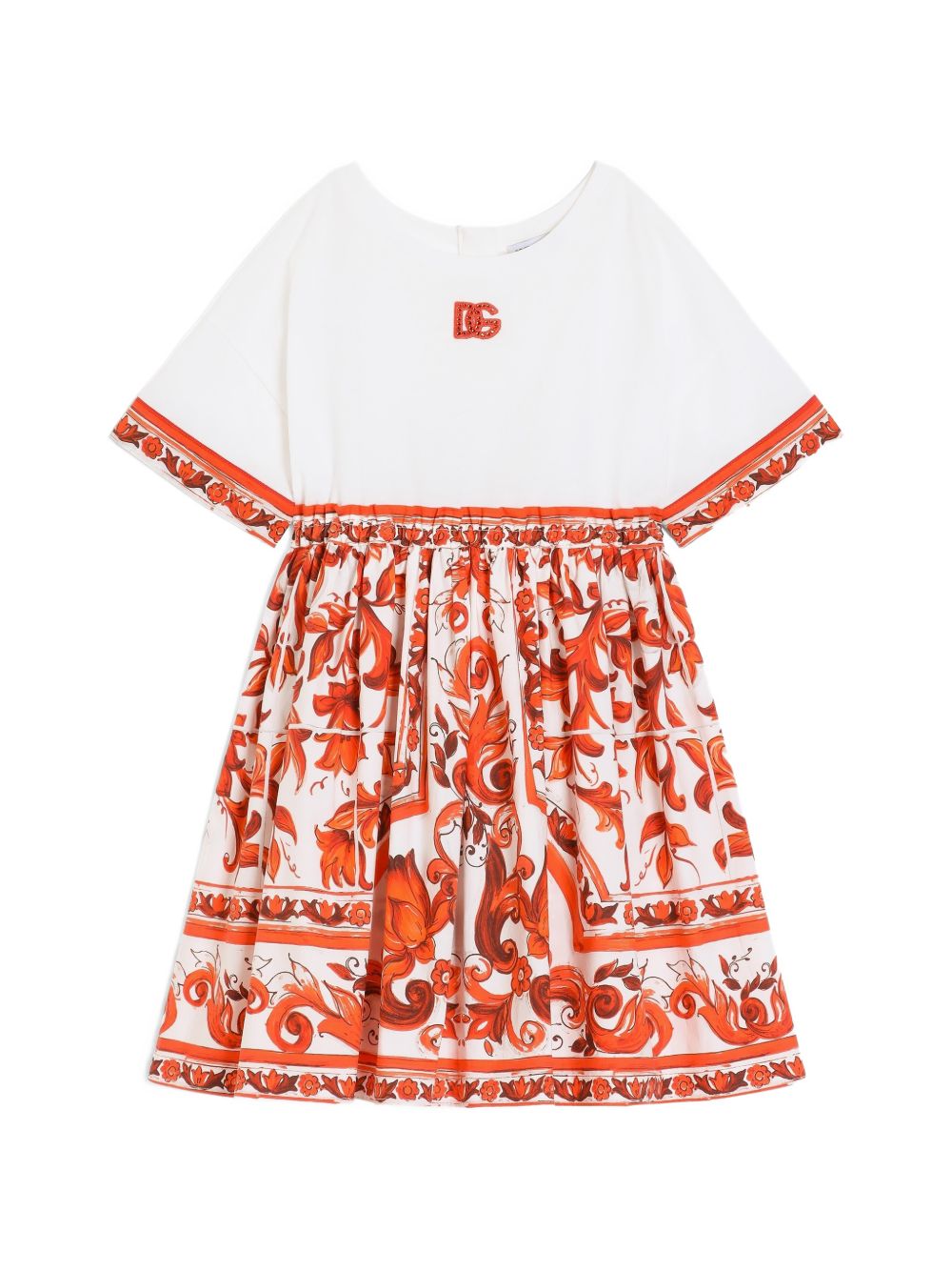 Abito arancione/bianco per bambina L5JDBFG7P4G S9000 Dolce & Gabbana Kids 